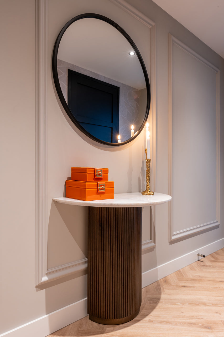 Luxury marble console table dark wood base hallway furniture