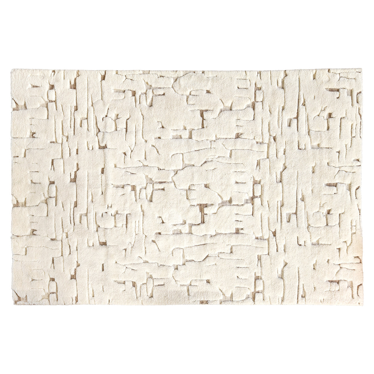 Mehrin white wool rug with textured weave