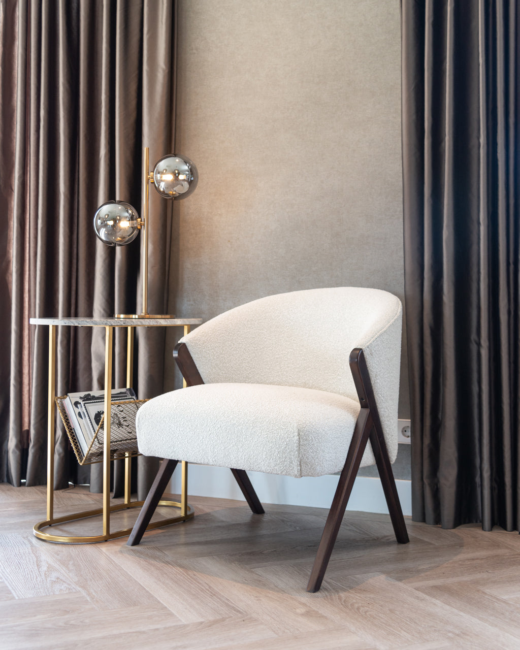 Mia Boucle Armchair in White