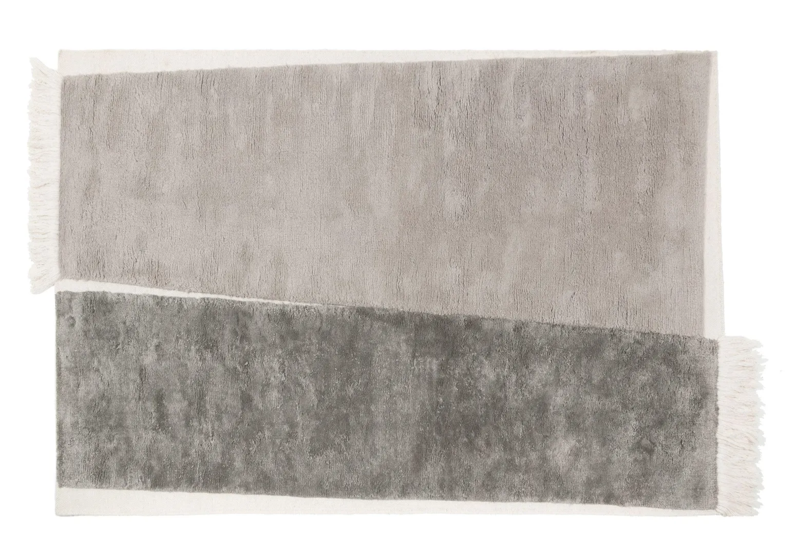 Grey Plush two tone rug with trim