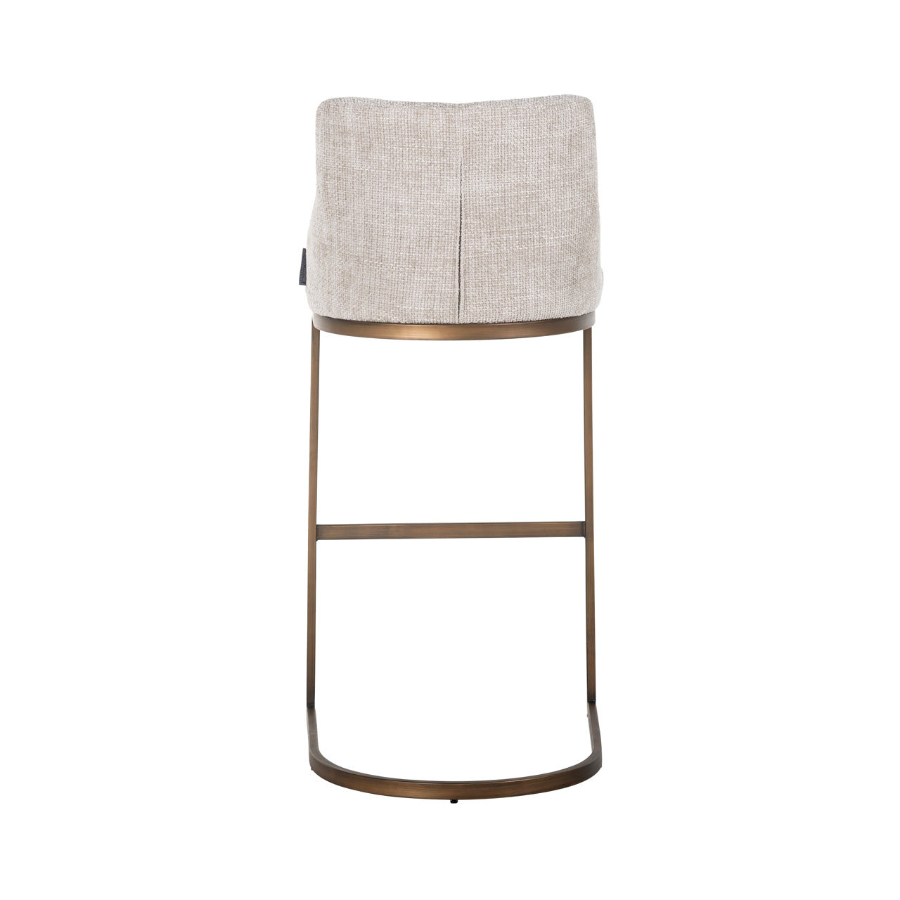 Upholstered bar stool set with warm metal base
