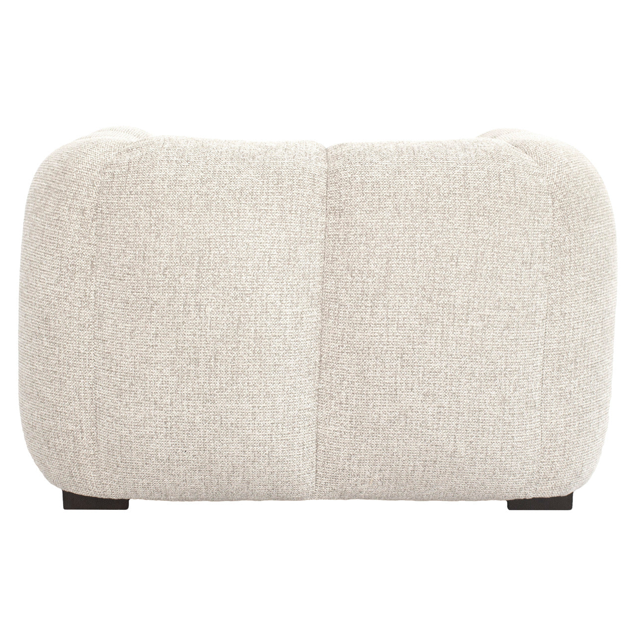 Beige upholstered accent chair with rounded arms