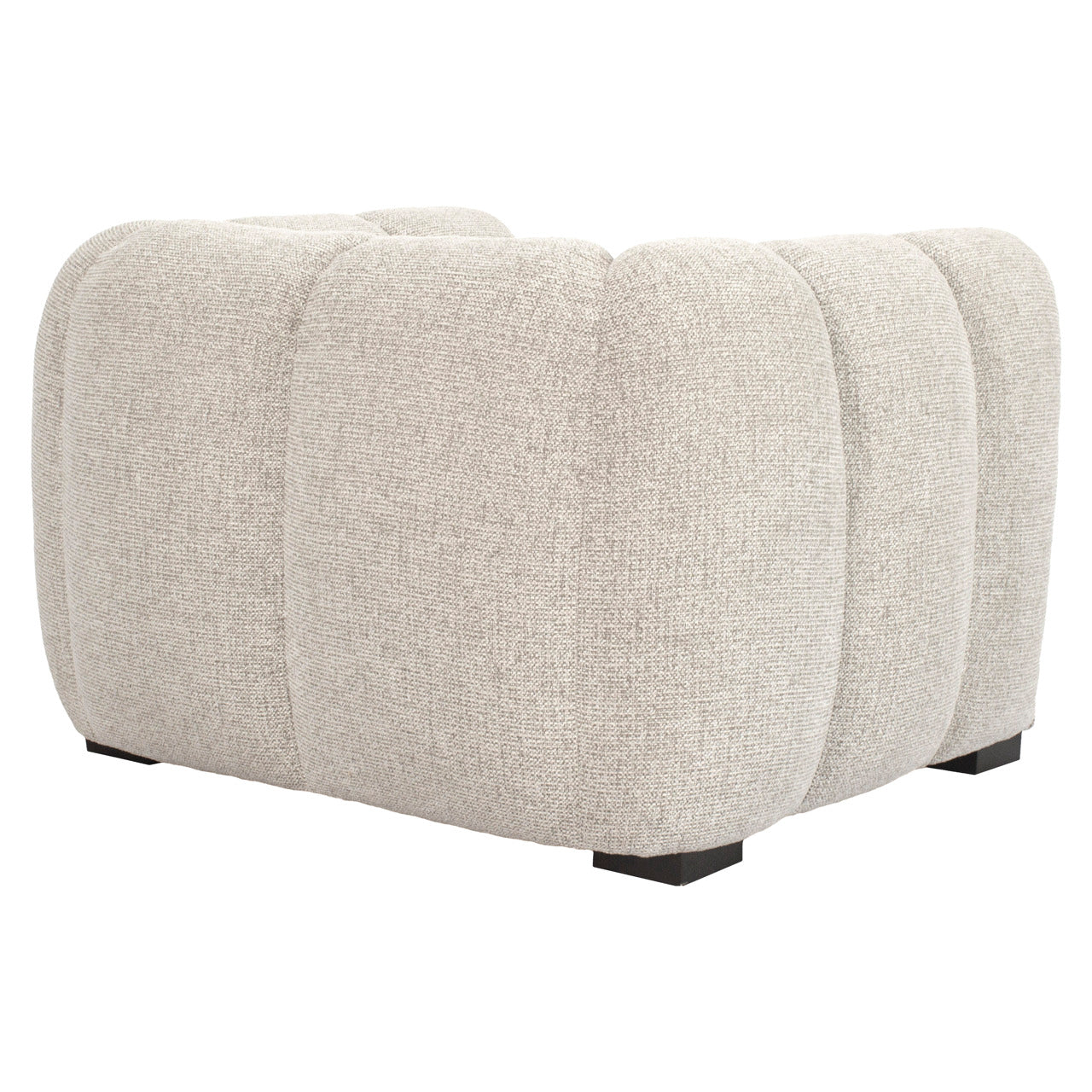 Beige upholstered accent chair with rounded arms