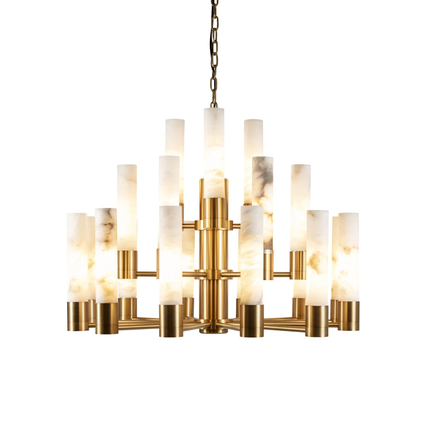 Orion Tiered Chandelier Alabaster and Brass