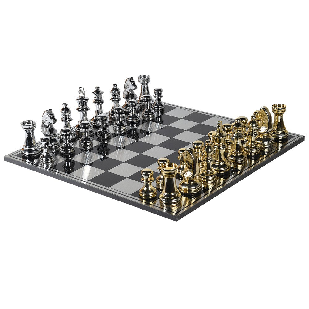 Oversized Gold and Silver Chess Set