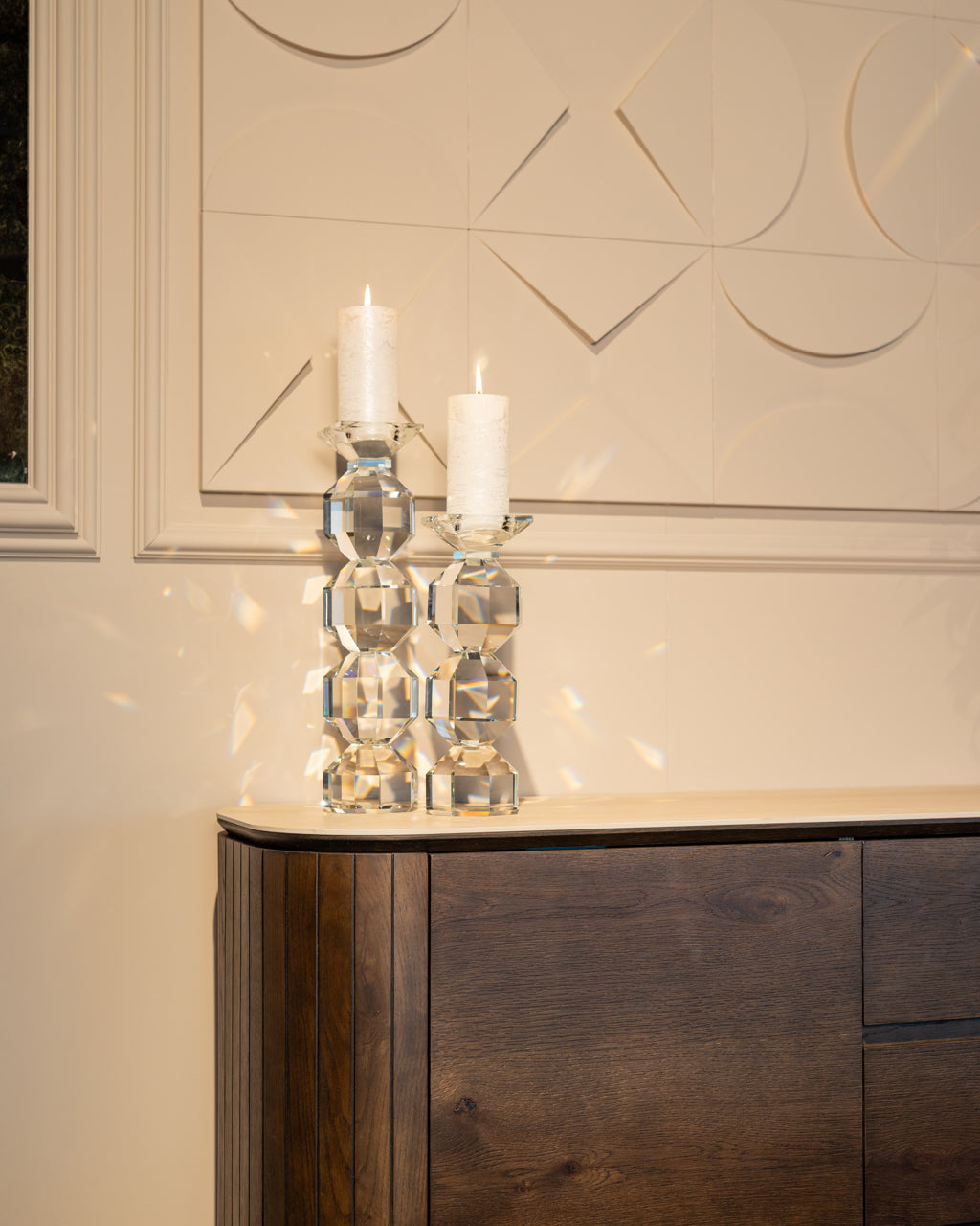 Dark Wood Sideboard with Travertine Top – Modern Storage Cabinet