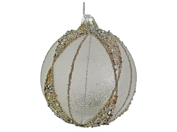 Glass ball sugared silver bead deco 10cm