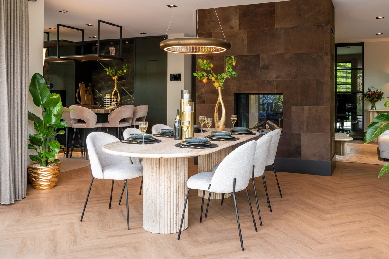 Modern khaki velvet bar stool with curved back and metal legs