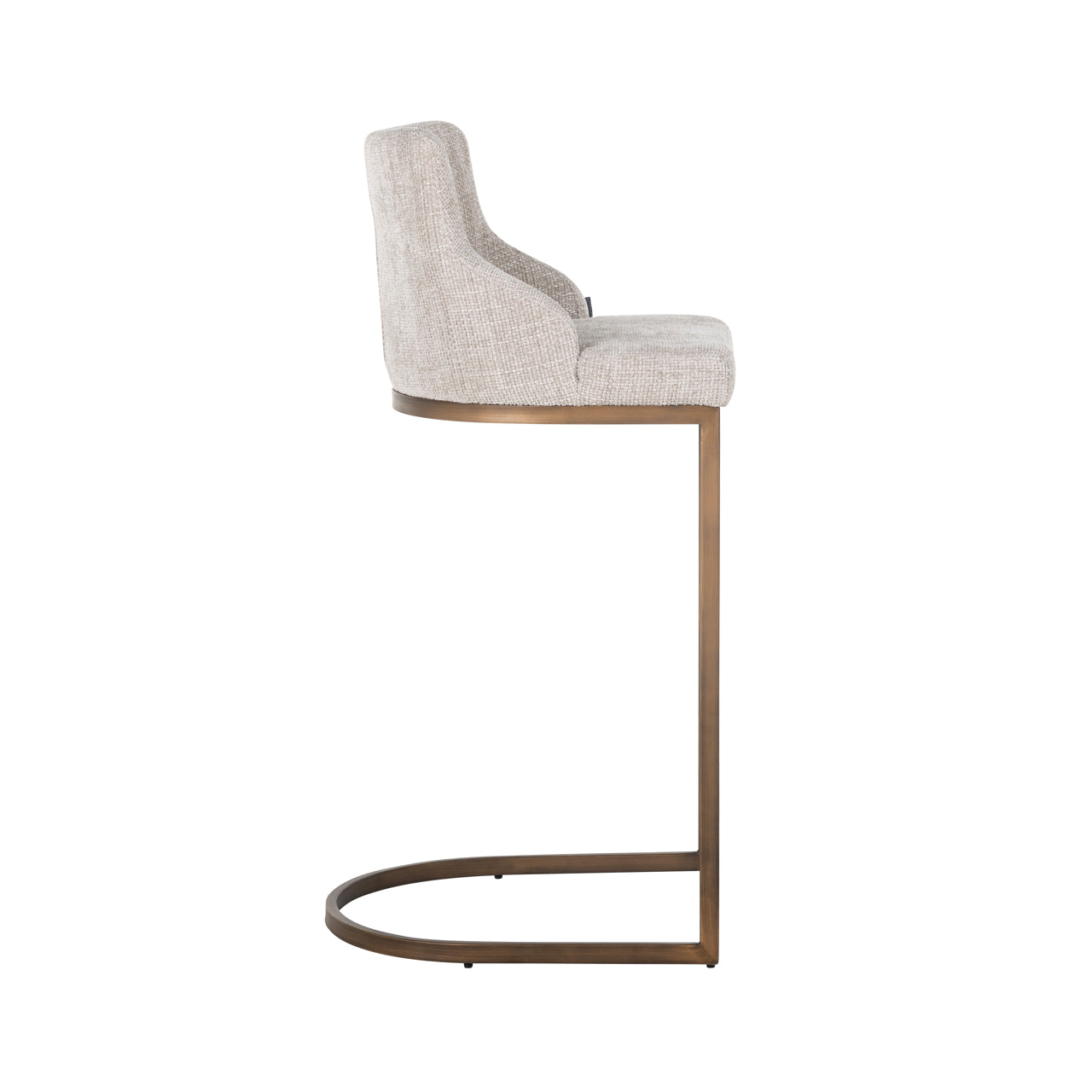 Upholstered bar stool set with warm metal base