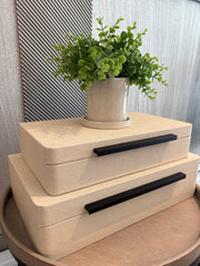 Set of Cream Leather Trinket Boxes