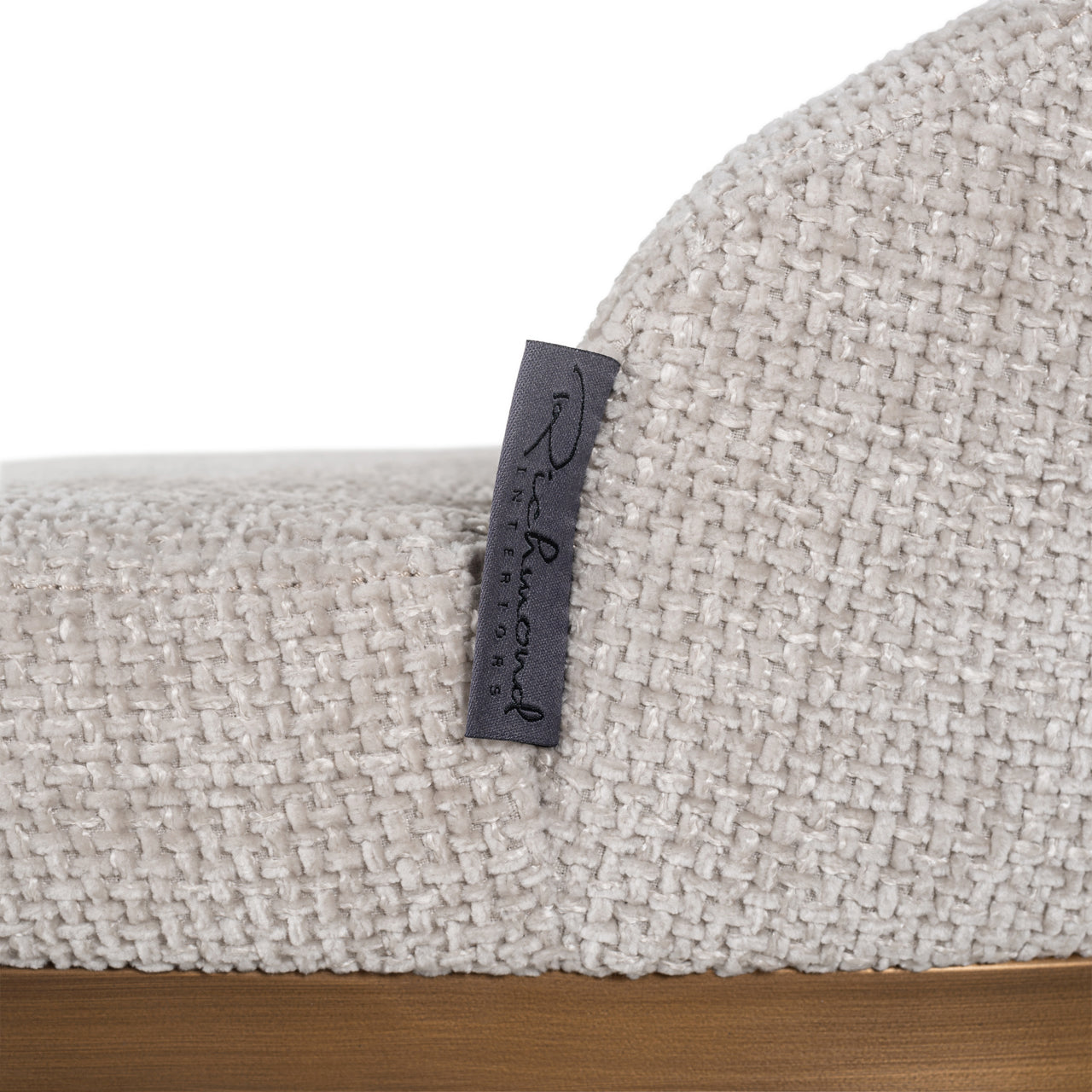 Upholstered bar stool set with warm metal base