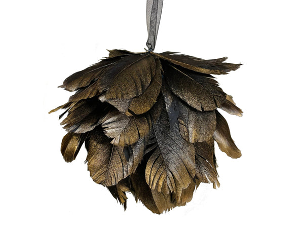 Feather ball black gold 15cm