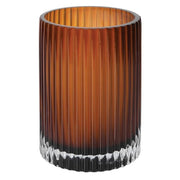 Small Smoked Amber Ribbed Vase