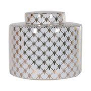 Gold & white patterned lidded jar