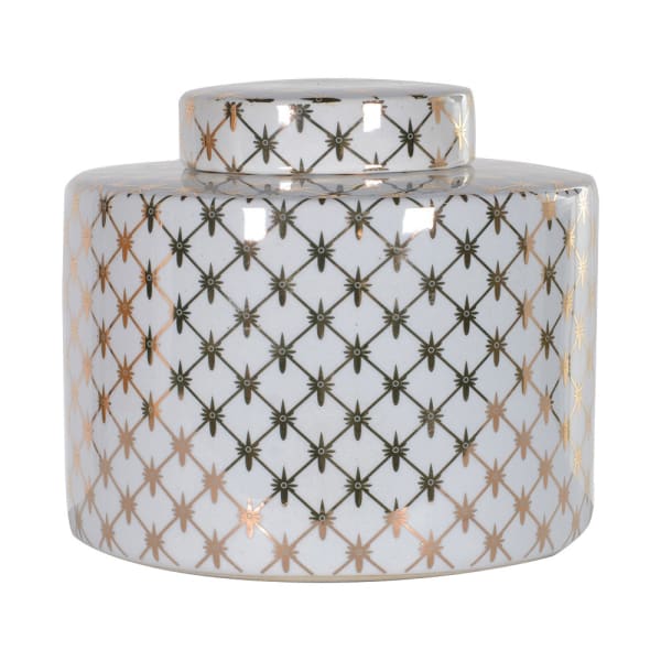 Gold & white patterned lidded jar