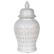 White patterned ginger jar