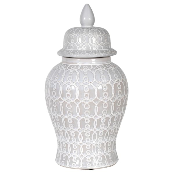 White patterned ginger jar