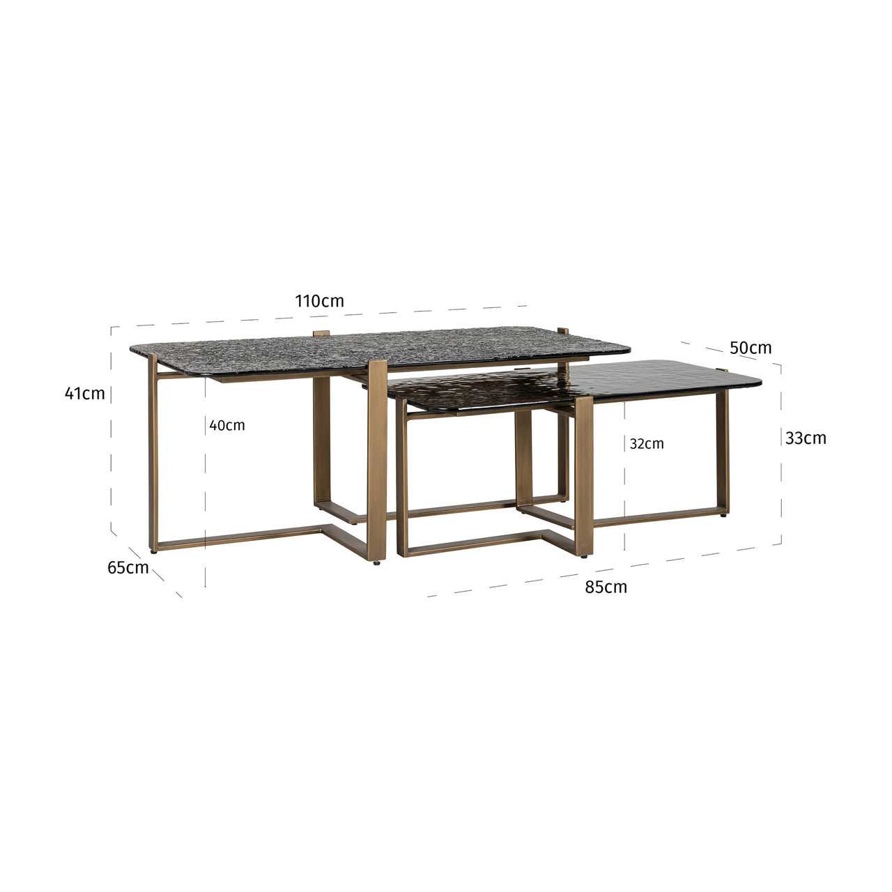 Dark nesting coffee tables with metal legs