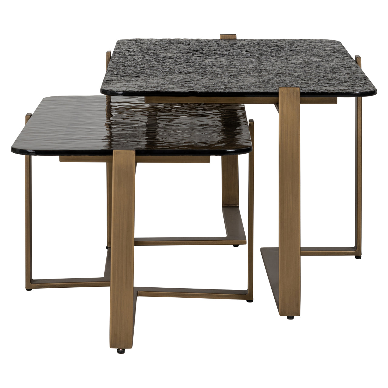 Dark nesting coffee tables with metal legs
