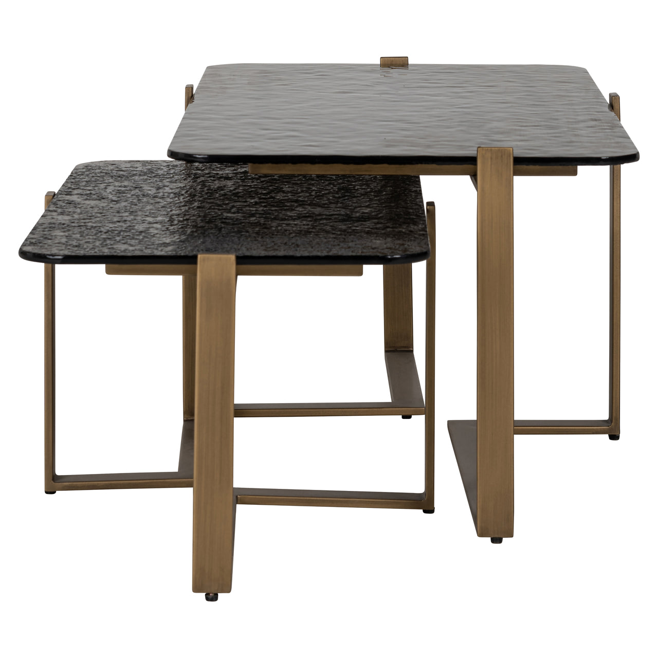 Dark nesting coffee tables with metal legs
