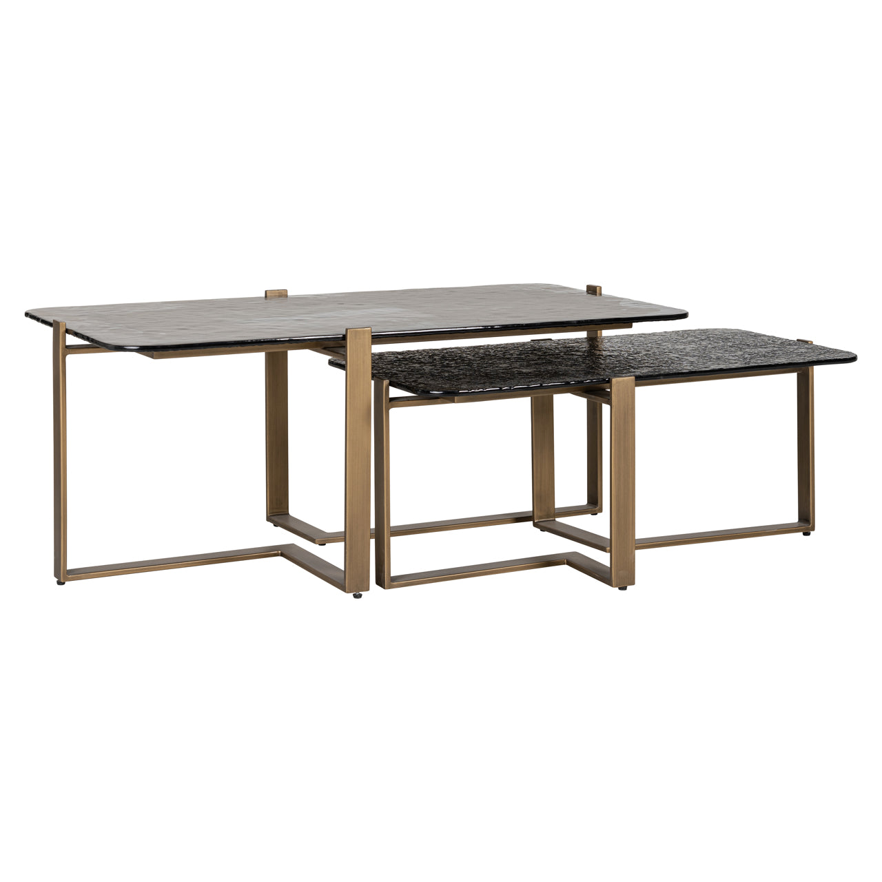 Dark nesting coffee tables with metal legs