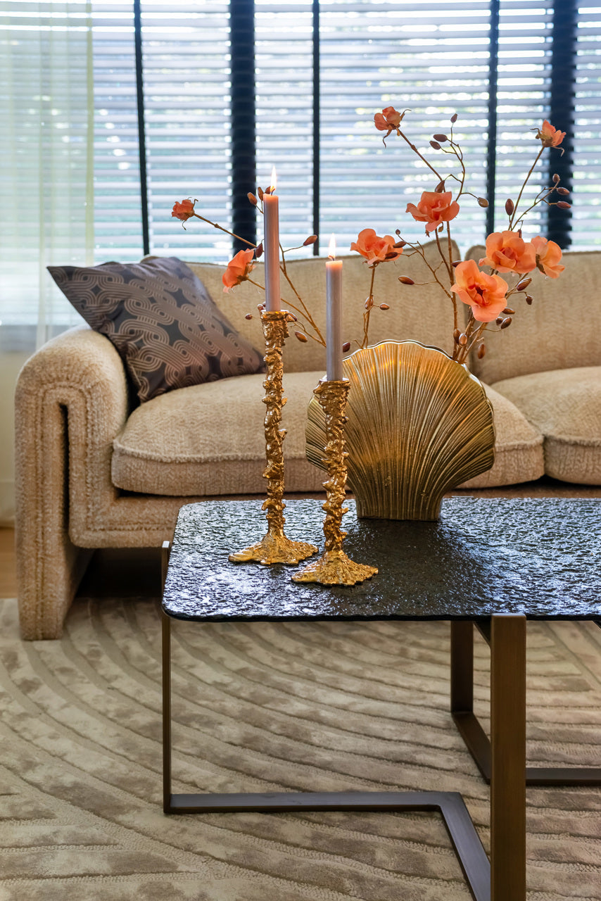 Dark nesting coffee tables with metal legs
