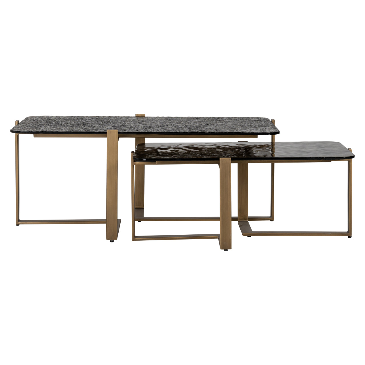 Dark nesting coffee tables with metal legs