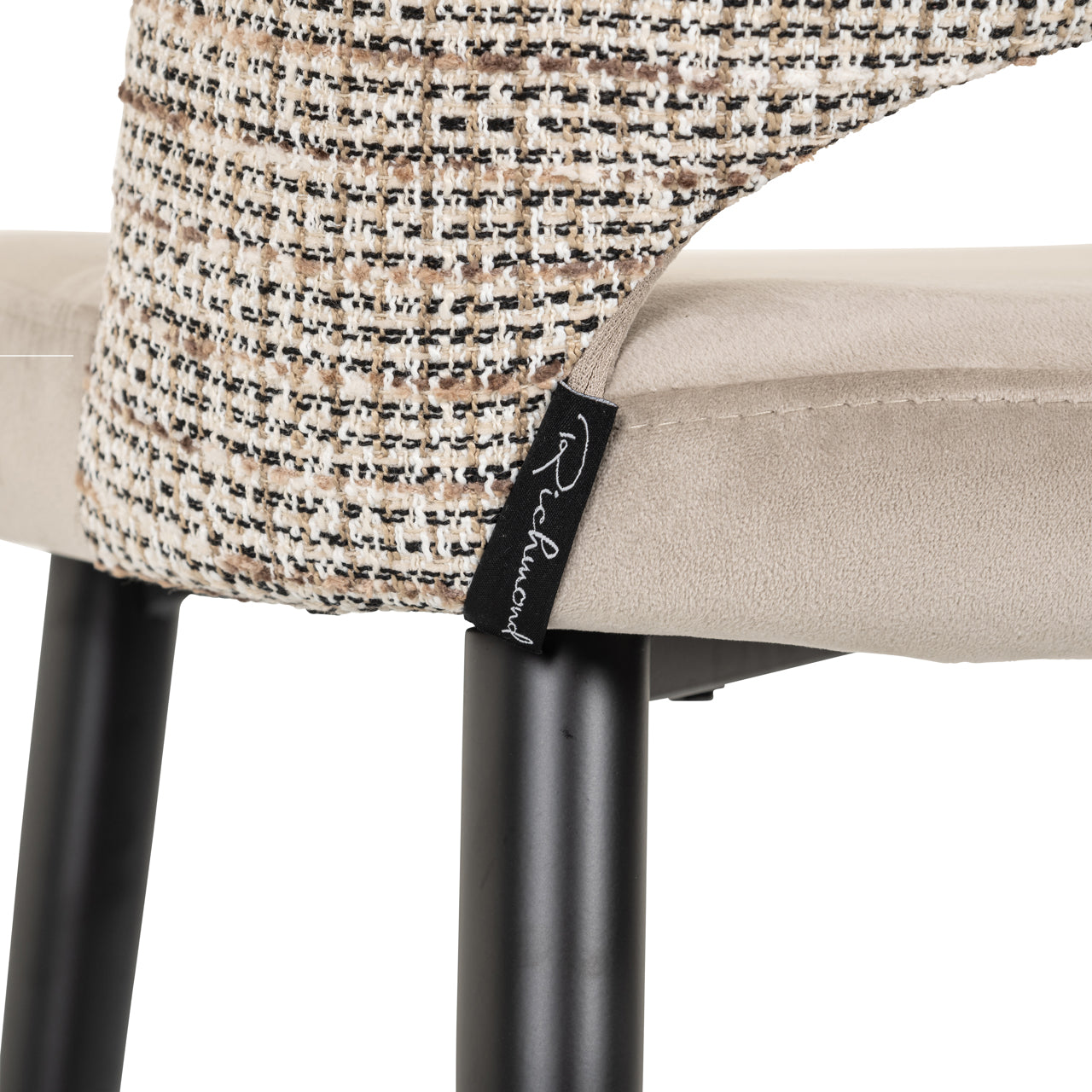 Counter Stool in Taupe with Black Metal Legs