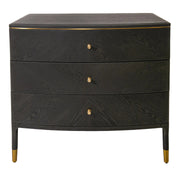 Dark grey 3 drawer chest of drawers with brass handles