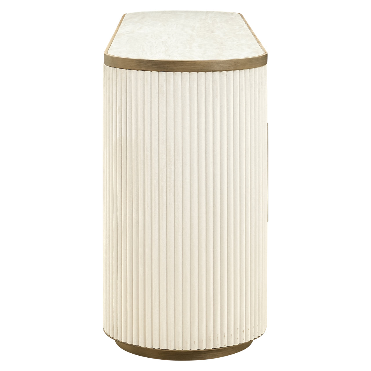 Cream Textured Sideboard with Ceramic Top – Modern Luxe Storage Cabinet with Gold Handles