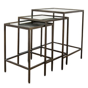 Set of three mirrored top nesting tables 