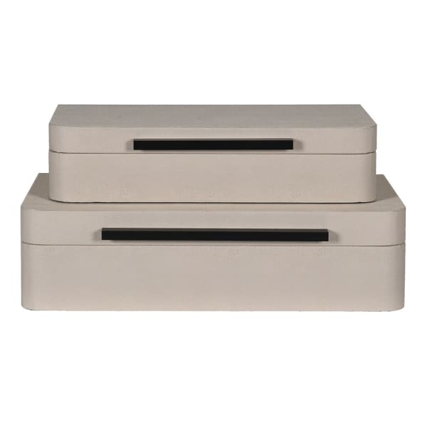 Leather storage trinket box set