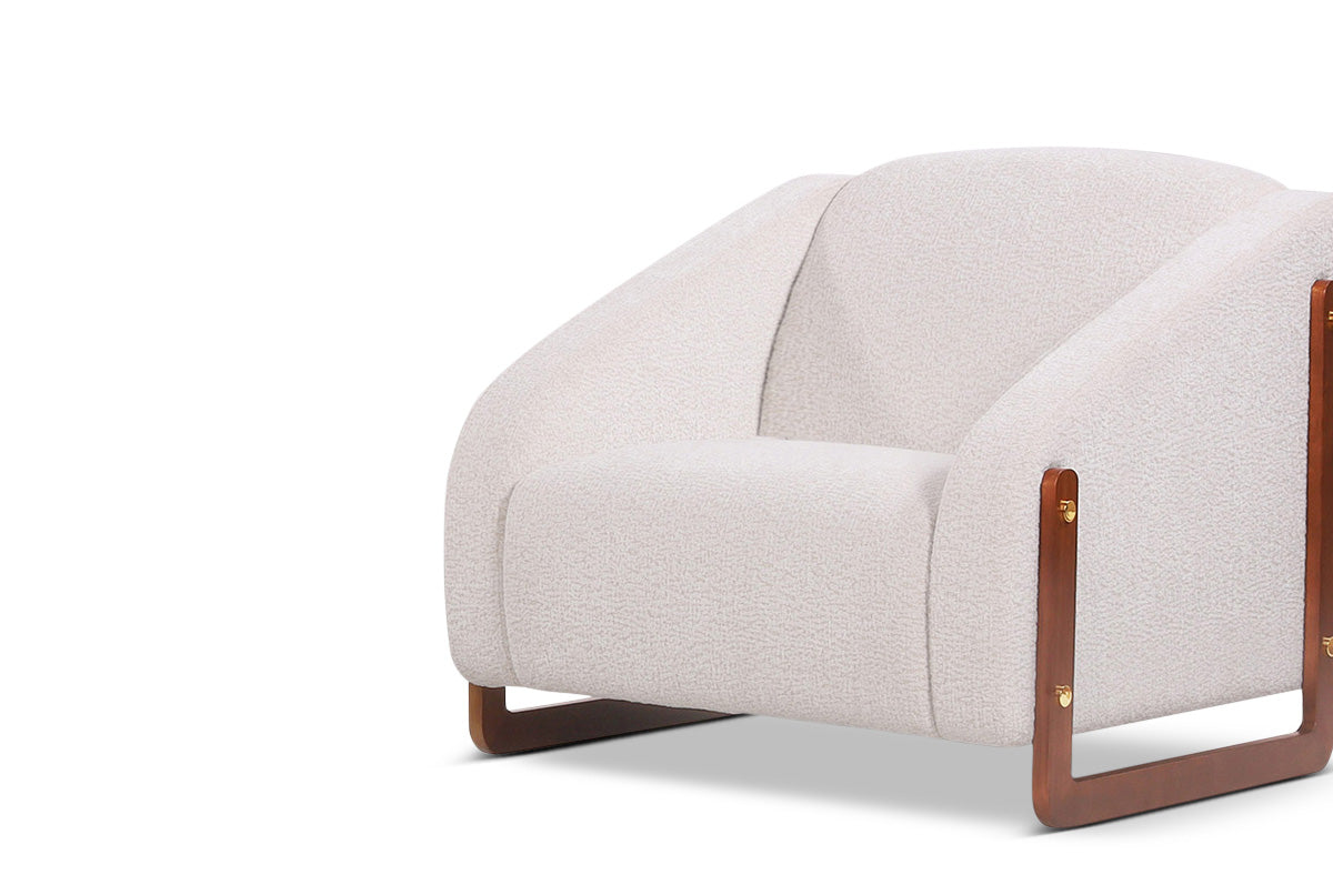 Cream and wooden modern  Armchair