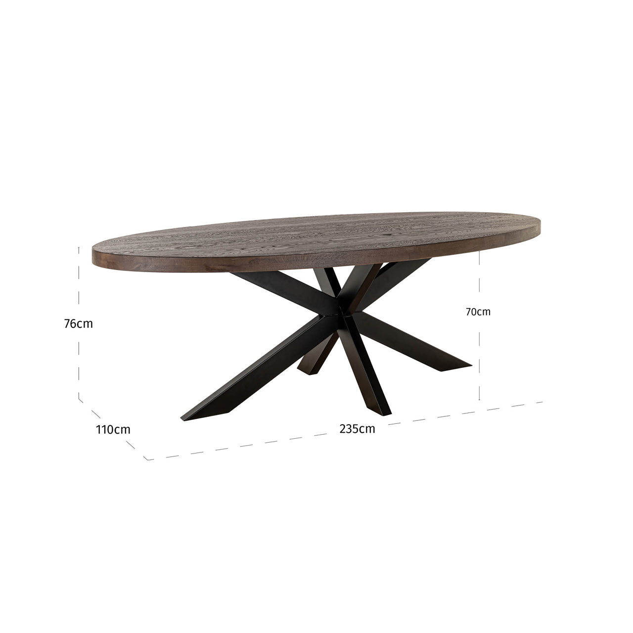 Contemporary wood dining table with metal cross base