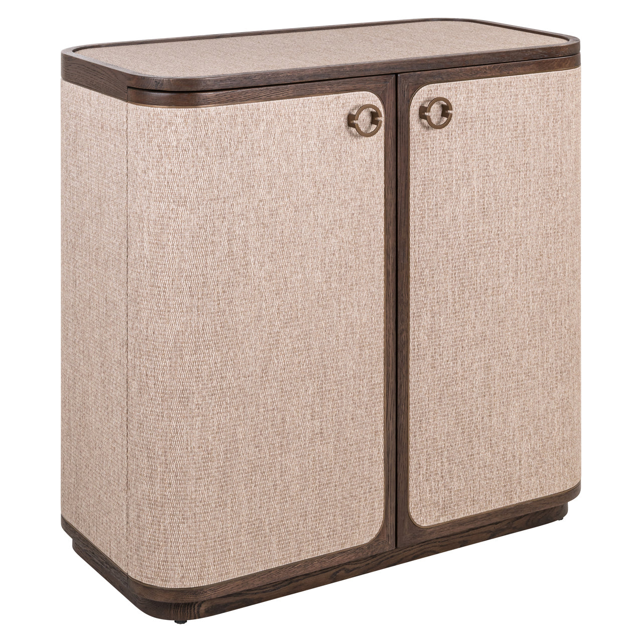 Modern Brown Oak Sideboard with Linen Doors – 2 Door Storage Cabinet
