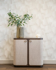 Modern Brown Oak Sideboard with Linen Doors – 2 Door Storage Cabinet