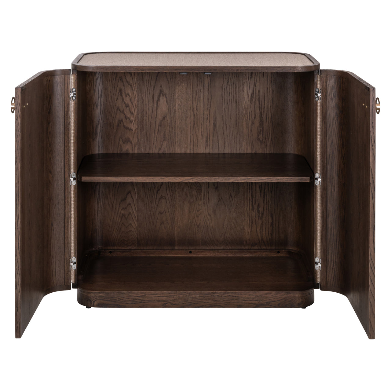 Modern Brown Oak Sideboard with Linen Doors – 2 Door Storage Cabinet