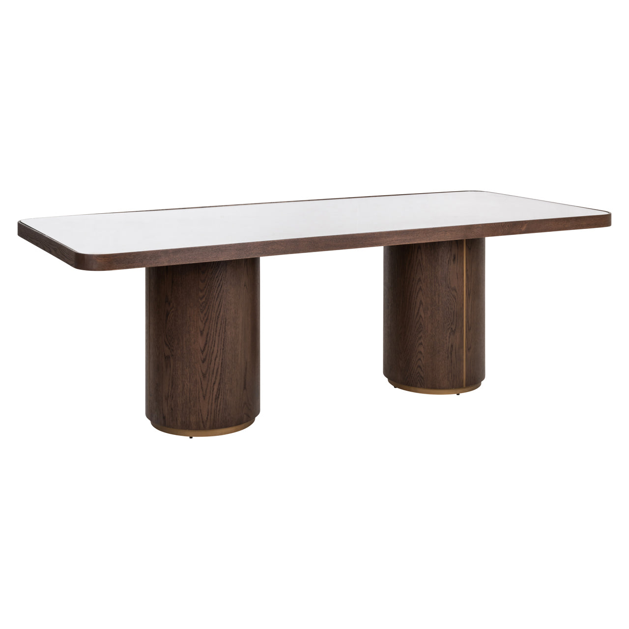 Contemporary rectangular dining table in dark wood with pedestal legs