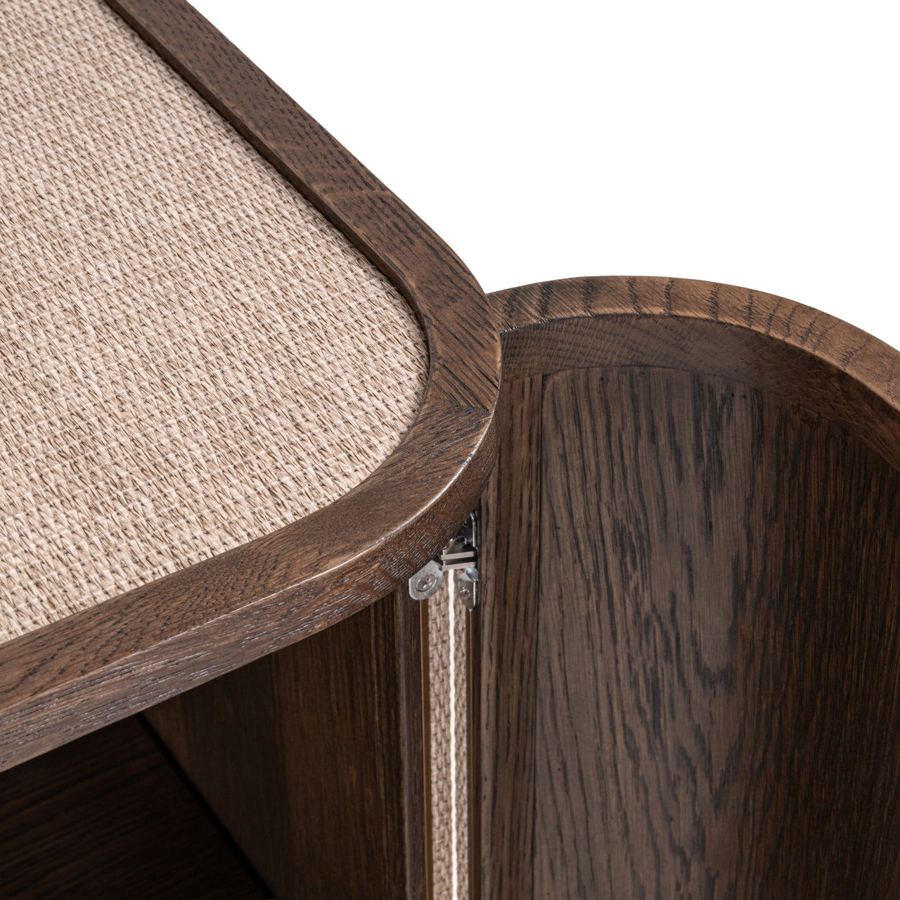 Modern Brown Oak Sideboard with Linen Doors – 2 Door Storage Cabinet