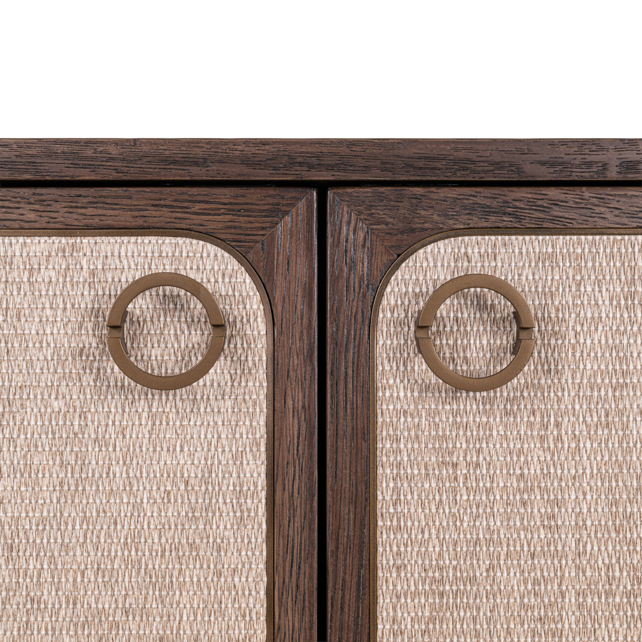 Modern Brown Oak Sideboard with Linen Doors – 2 Door Storage Cabinet