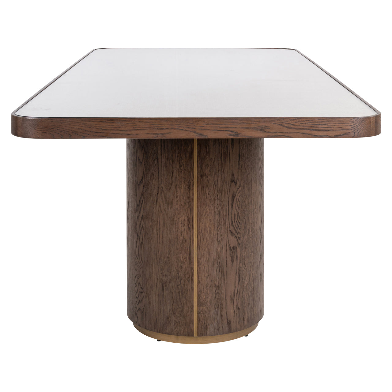 Contemporary rectangular dining table in dark wood with pedestal legs