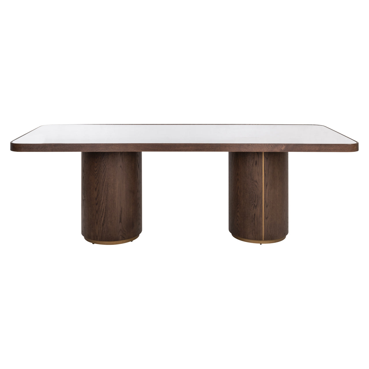 Contemporary rectangular dining table in dark wood with pedestal legs