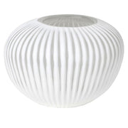 White Ribbed Wabi Vase
