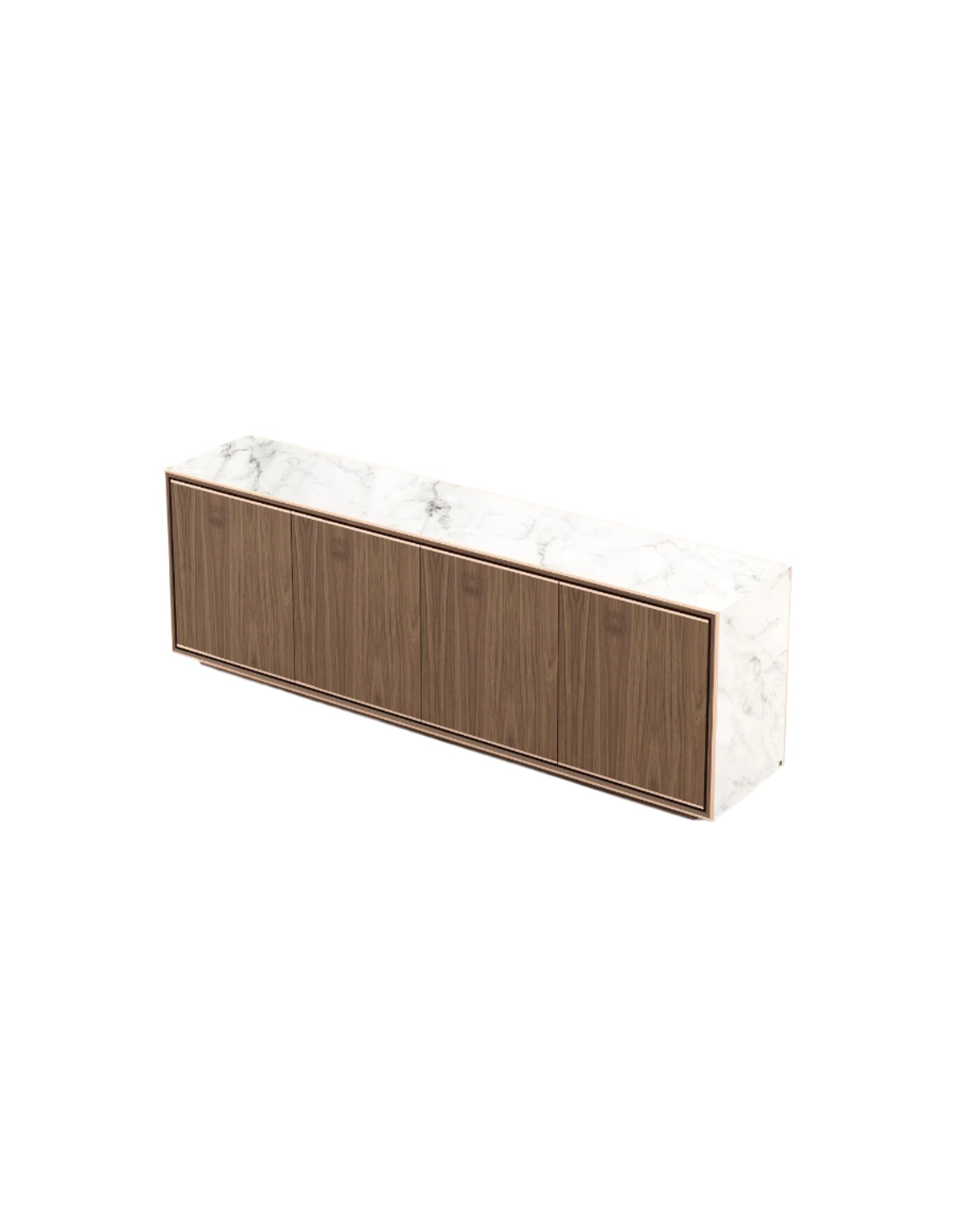 Laskasas walnut veneer matte sideboard with marble top