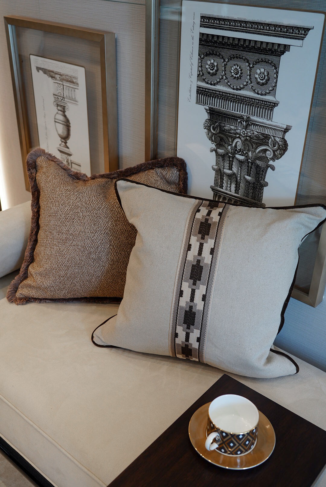 Chocolate Herringbone Cushion