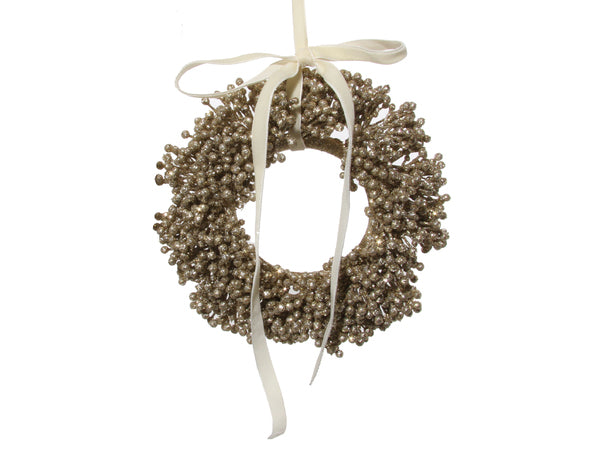Glitter berry wreath ornament champagne 18cm
