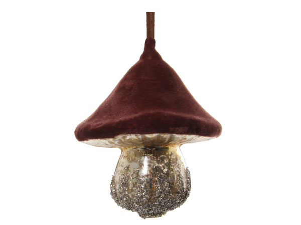 Glass mushroom lt gold velvet top 8cm