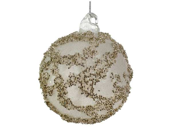 Glass ball clear sugared bead deco 8cm