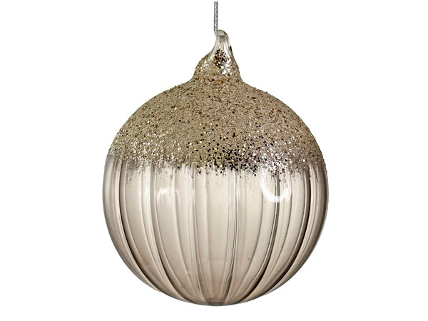 Glass ball lined smoked glitter top 10cm