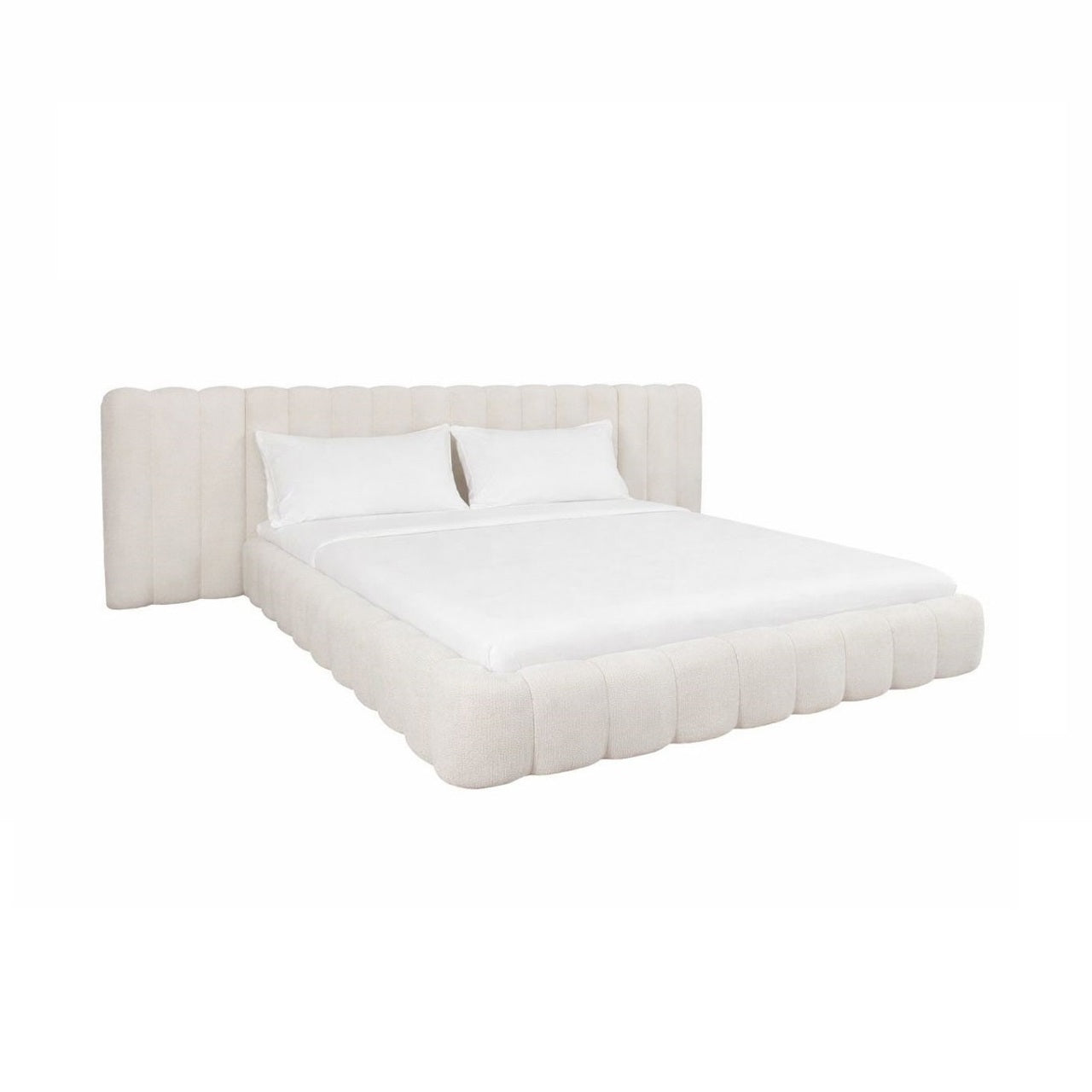 Luxury upholstered cream bed with storage 